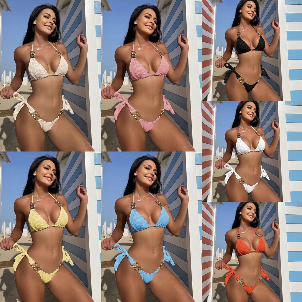 Chain-Detail Split Bikini Swimsuit – Hidden Picks Online