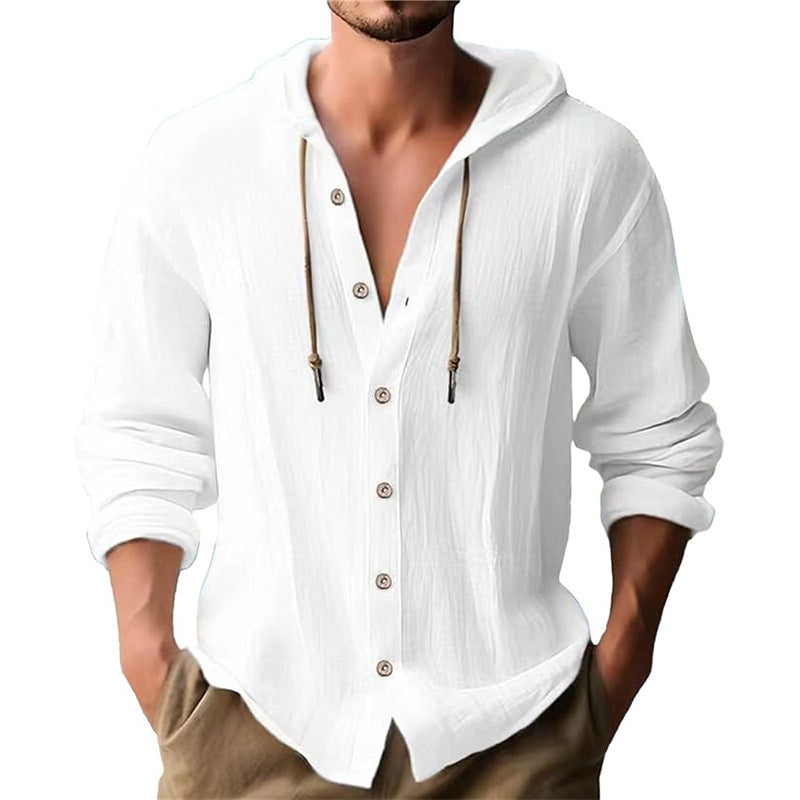 Hooded Cotton-Linen Loose Beach Cardigan Shirt – Hidden Picks Online