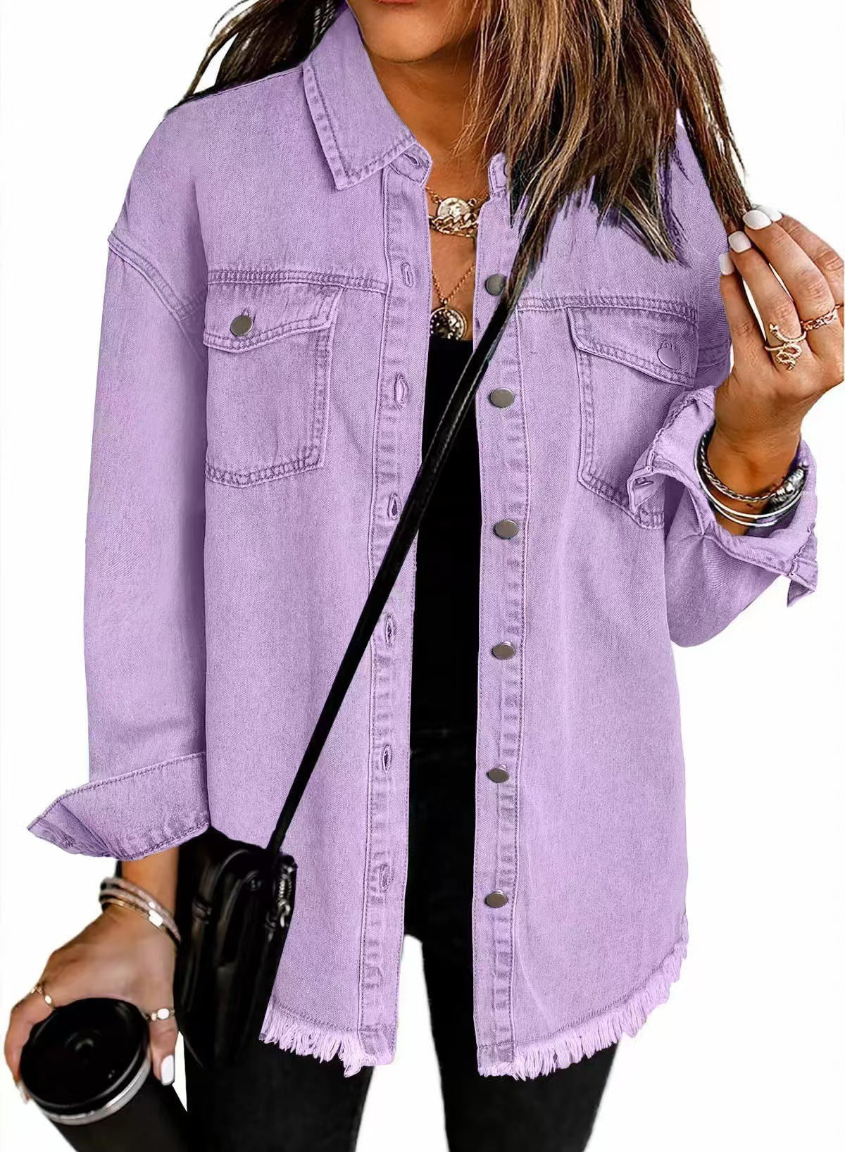 Washed Denim Raw-Hem Shirt Jacket – Hidden Picks Online