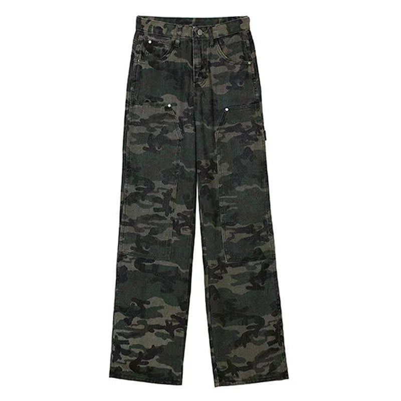 Camo Wide-Leg Cargo Jeans – Hip-Hop Street Style – Hidden Picks Online
