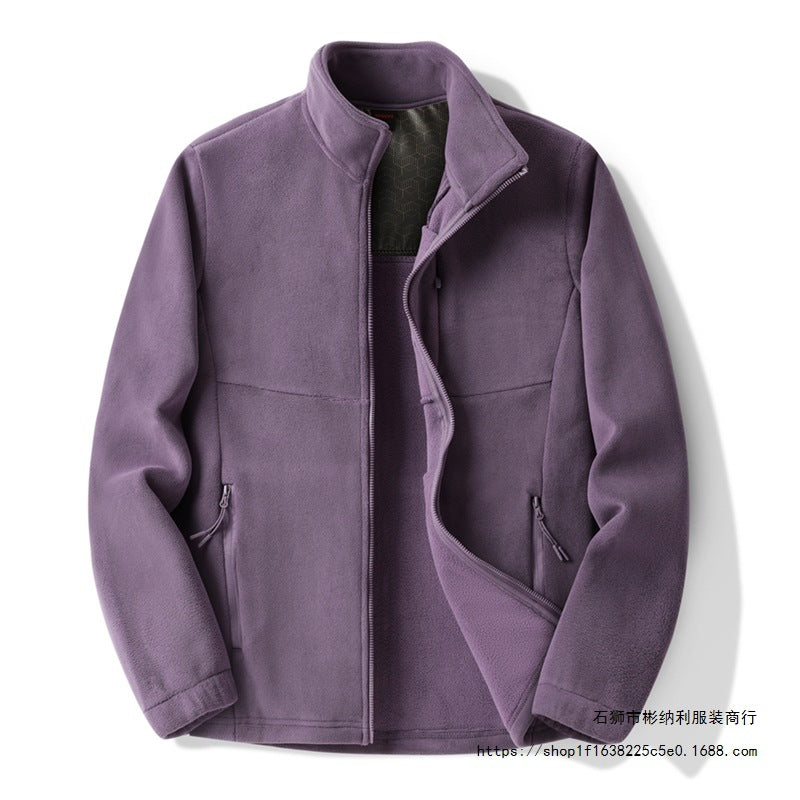 Spring and Autumn Couple's Outdoor Sports Fleece Sweatshirt, Thickened Windproof Mountaineering Warm Fleece Anti-Pilling Jacket