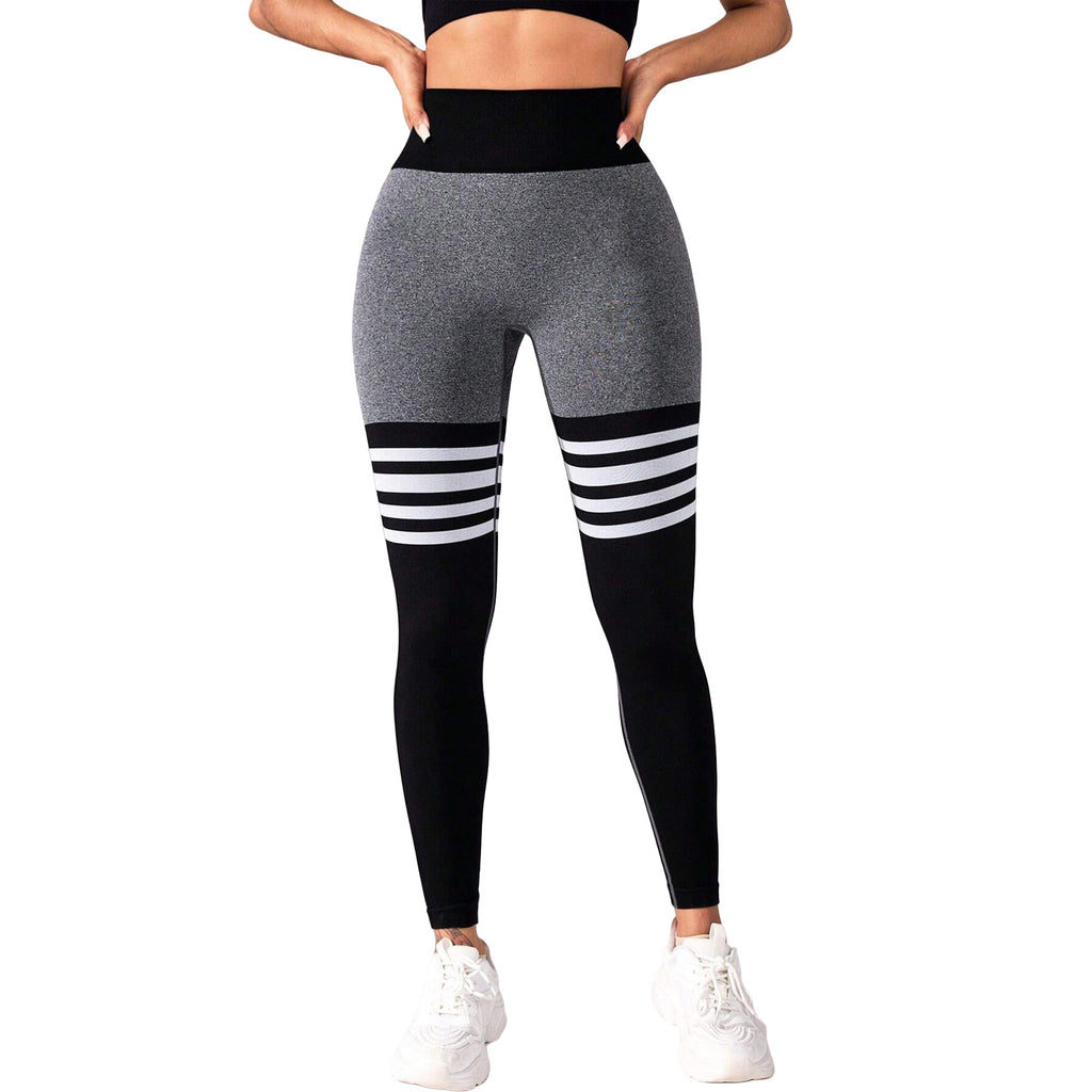 High-Waist Butt-Lift Striped Running Leggings – Hidden Picks Online