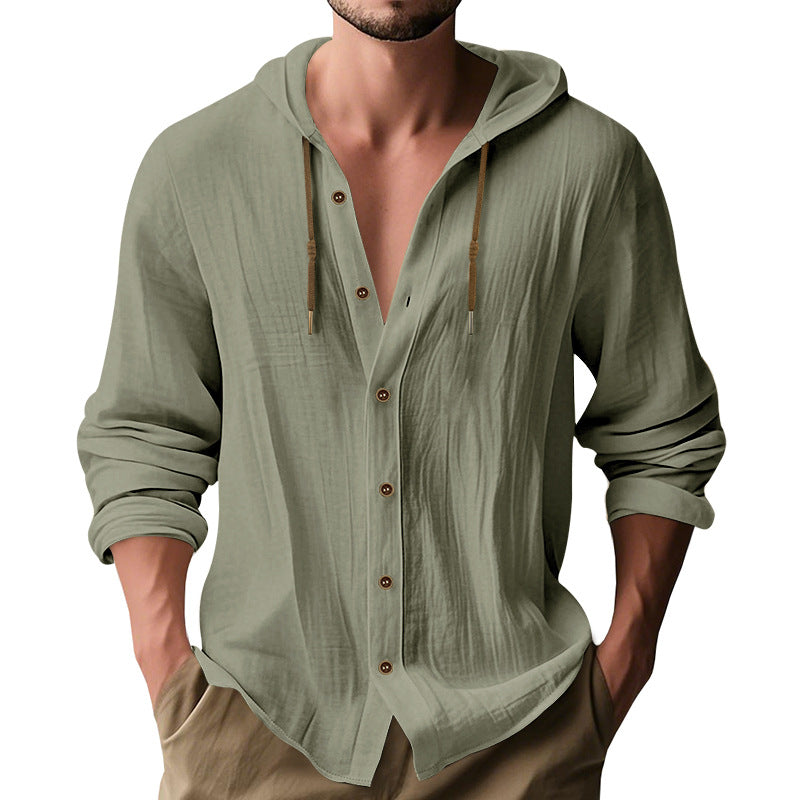 Hooded Cotton-Linen Loose Beach Cardigan Shirt – Hidden Picks Online