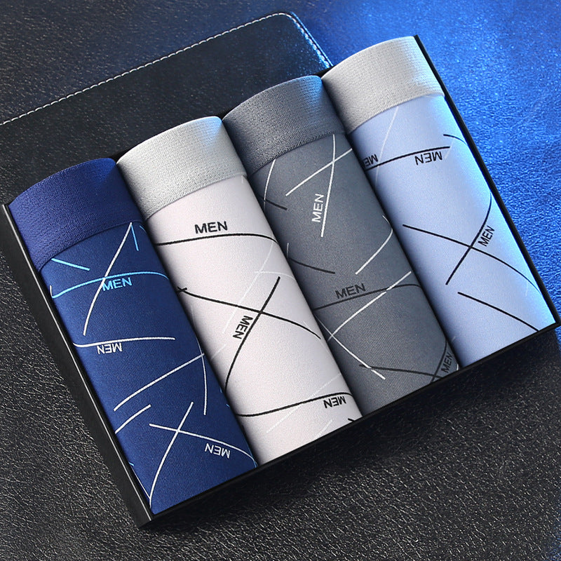 [New Explosions] Men's Underwear Men's Boxer Youth Mid-Waist Boxer Male plus size Shorts Shorts Head