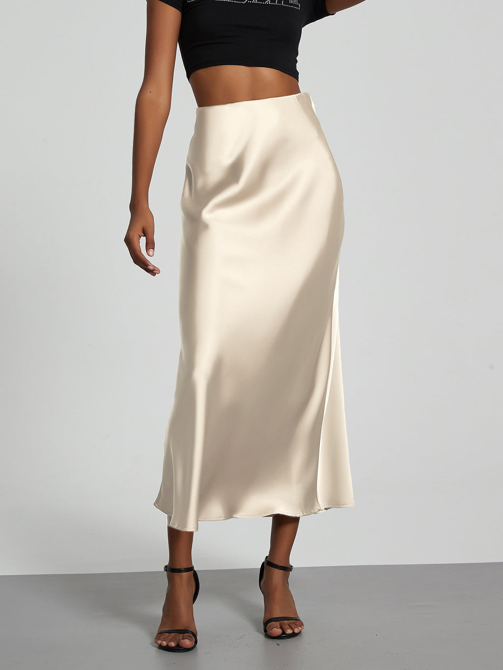 Elegant Satin Midi Skirt – Flowy & Slimming – Hidden Picks Online