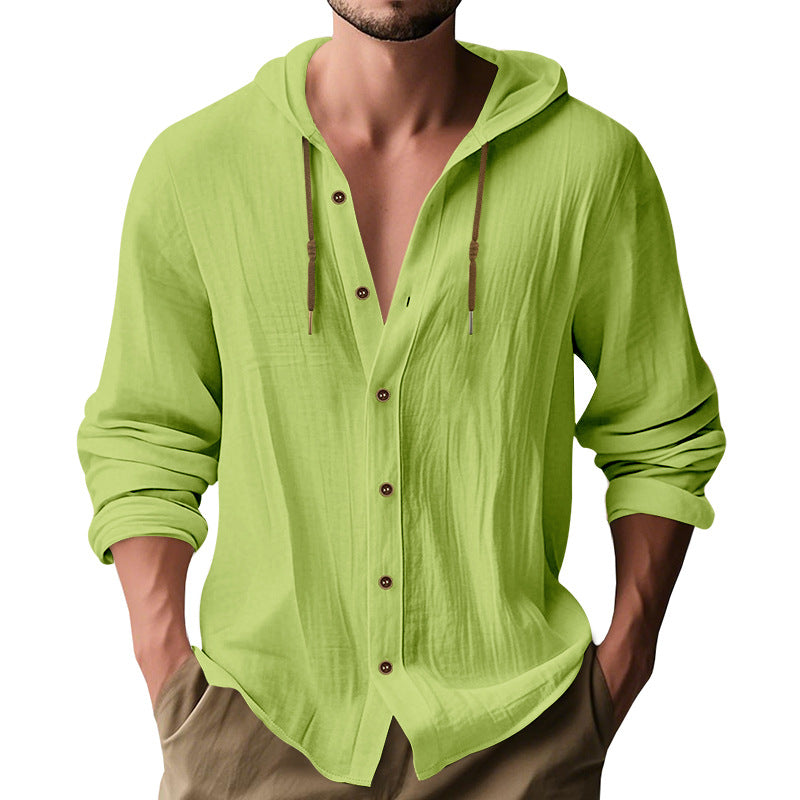 Hooded Cotton-Linen Loose Beach Cardigan Shirt – Hidden Picks Online