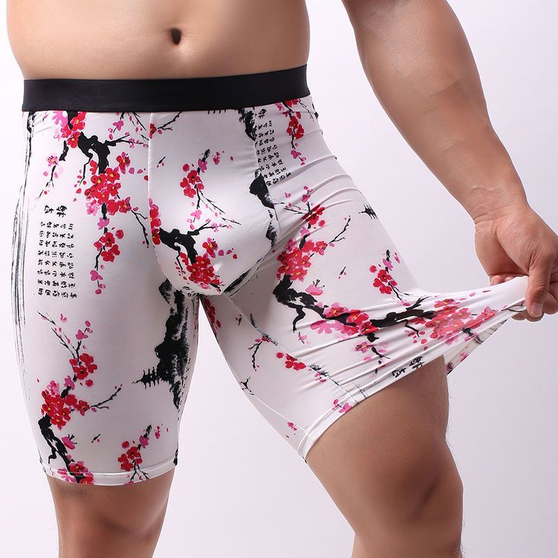 Sports Quick-drying Underwear Men's Summer Ice Silk Thin Breathable Boxers Running Long Anti-wear Leg plus size Boxers