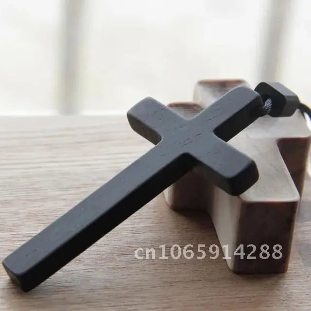 Sandalwood & Ebony Wood Cross Necklace – Catholic Christian Rosary
