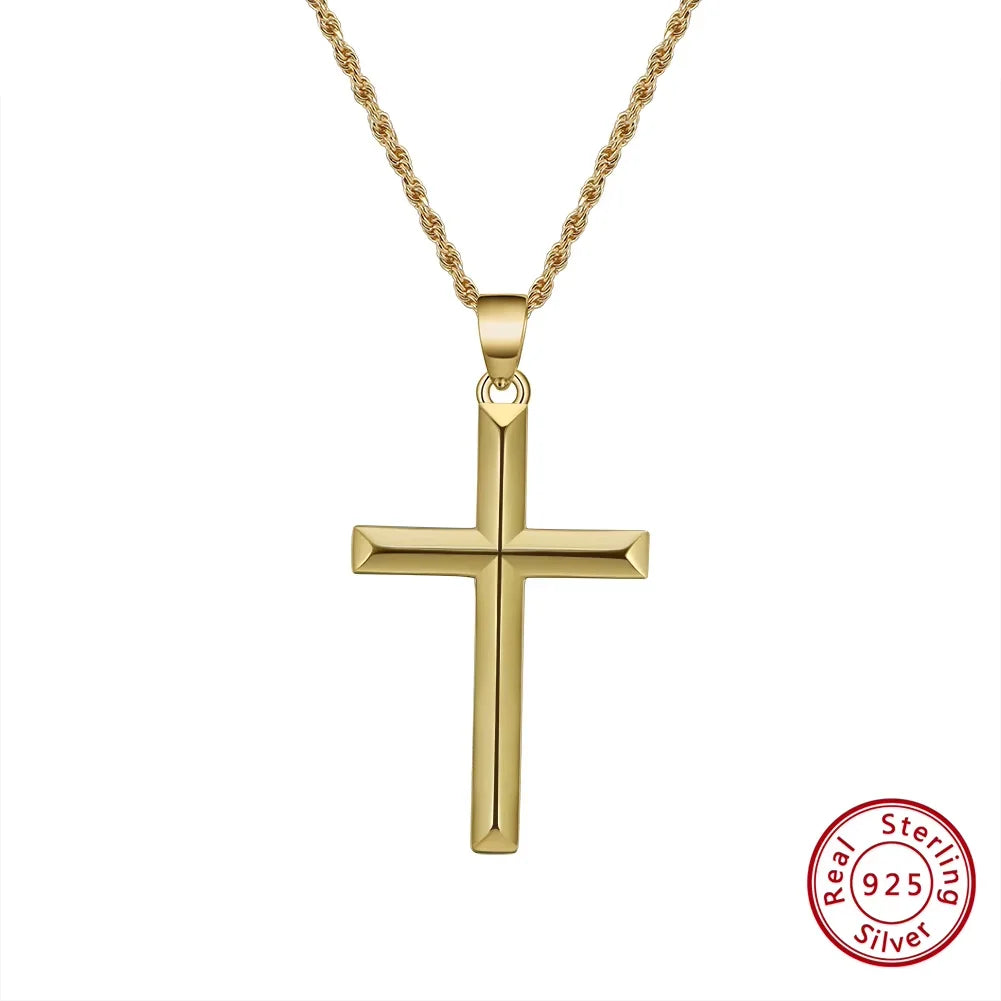 ORSA JEWELS 14K Gold Cross Pendant Necklace – Sterling Silver Christian Jewelry