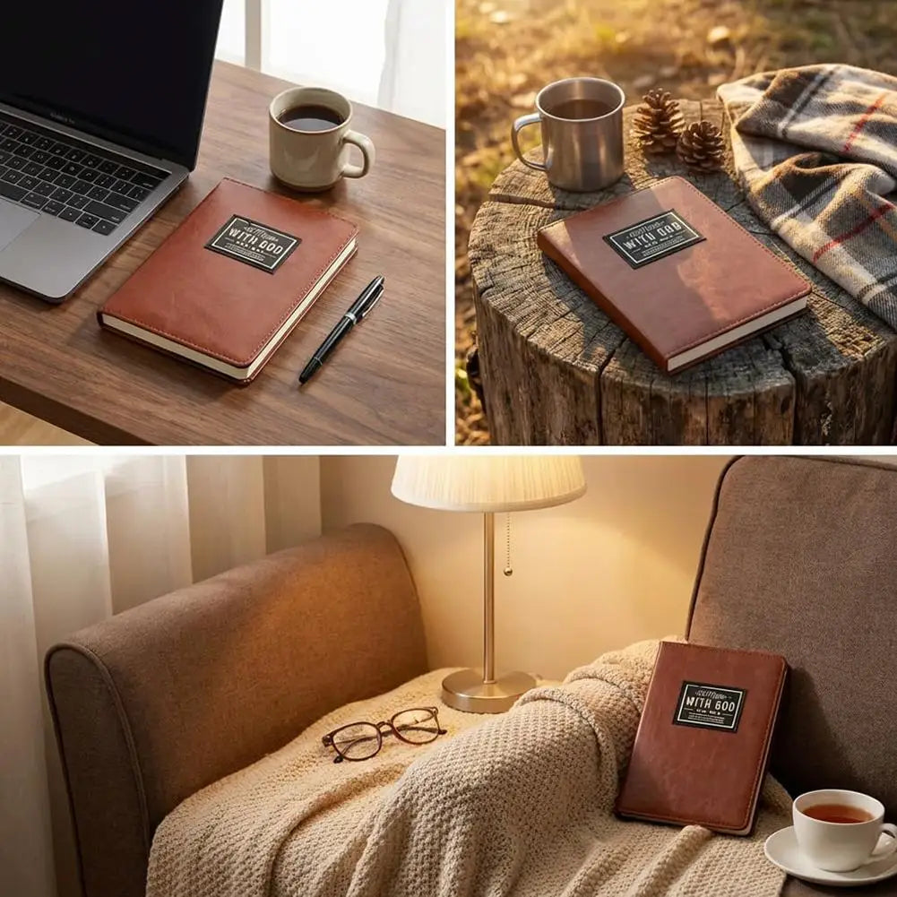Brown Cover 365 Days Daily Reflection Journal Men Daily Record Notebook Portable Thought Tracking Hardcover Diary Book