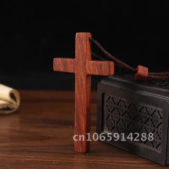 Sandalwood & Ebony Wood Cross Necklace – Catholic Christian Rosary