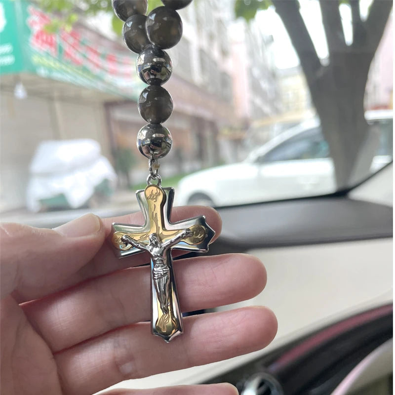 33-Bead Jesus Prayer Rosary – Stainless Steel Car Pendant & Hanging