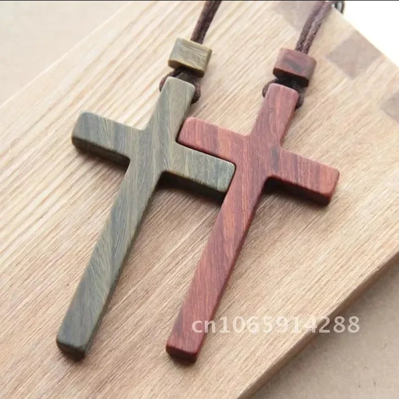 Sandalwood & Ebony Wood Cross Necklace – Catholic Christian Rosary