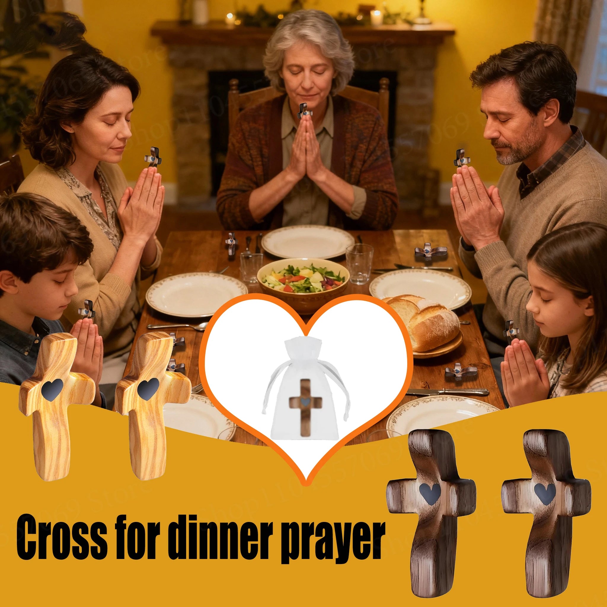 Handmade Wooden Pocket Cross Set – Christian Encouragement Gift with Organza Bags
