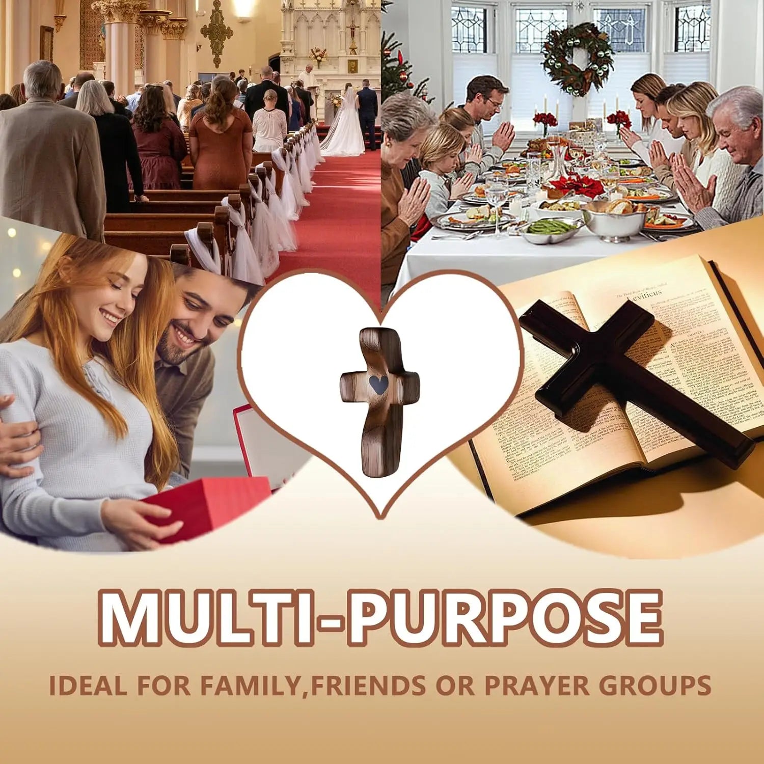 Handmade Wooden Pocket Cross Set – Christian Encouragement Gift with Organza Bags