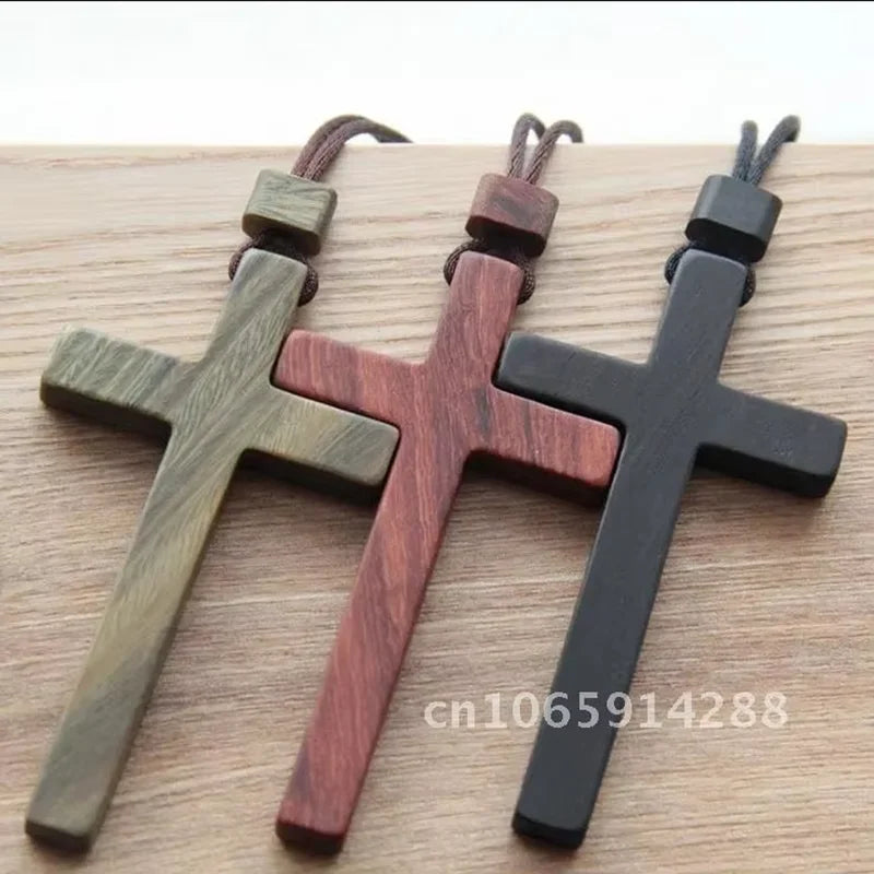 Sandalwood & Ebony Wood Cross Necklace – Catholic Christian Rosary