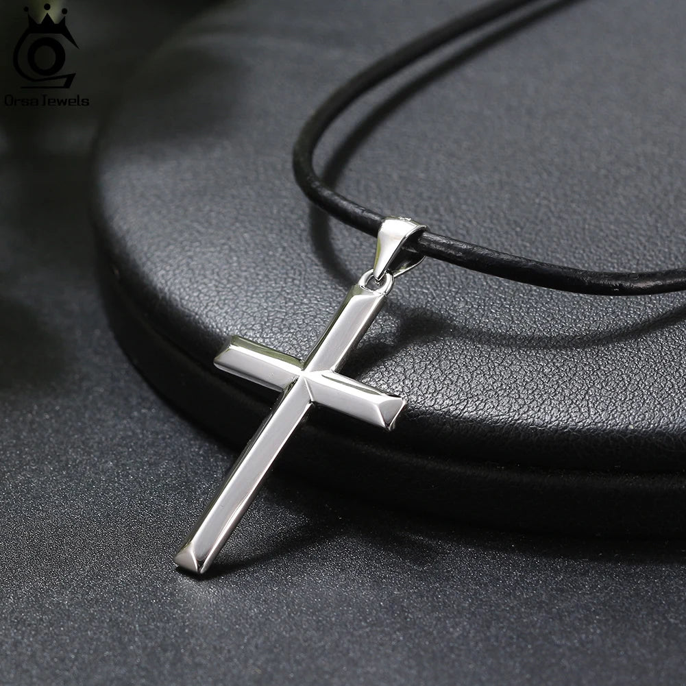 ORSA JEWELS 14K Gold Cross Pendant Necklace – Sterling Silver Christian Jewelry