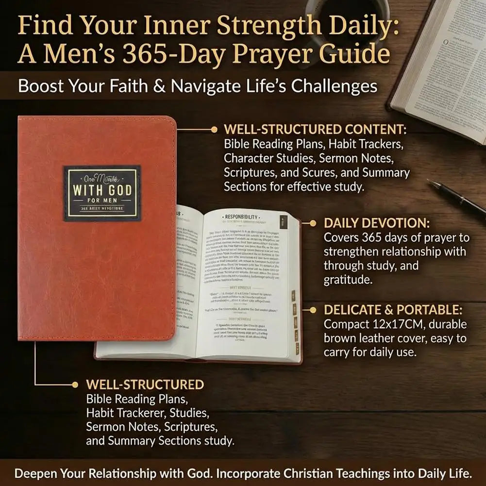 Brown Cover 365 Days Daily Reflection Journal Men Daily Record Notebook Portable Thought Tracking Hardcover Diary Book