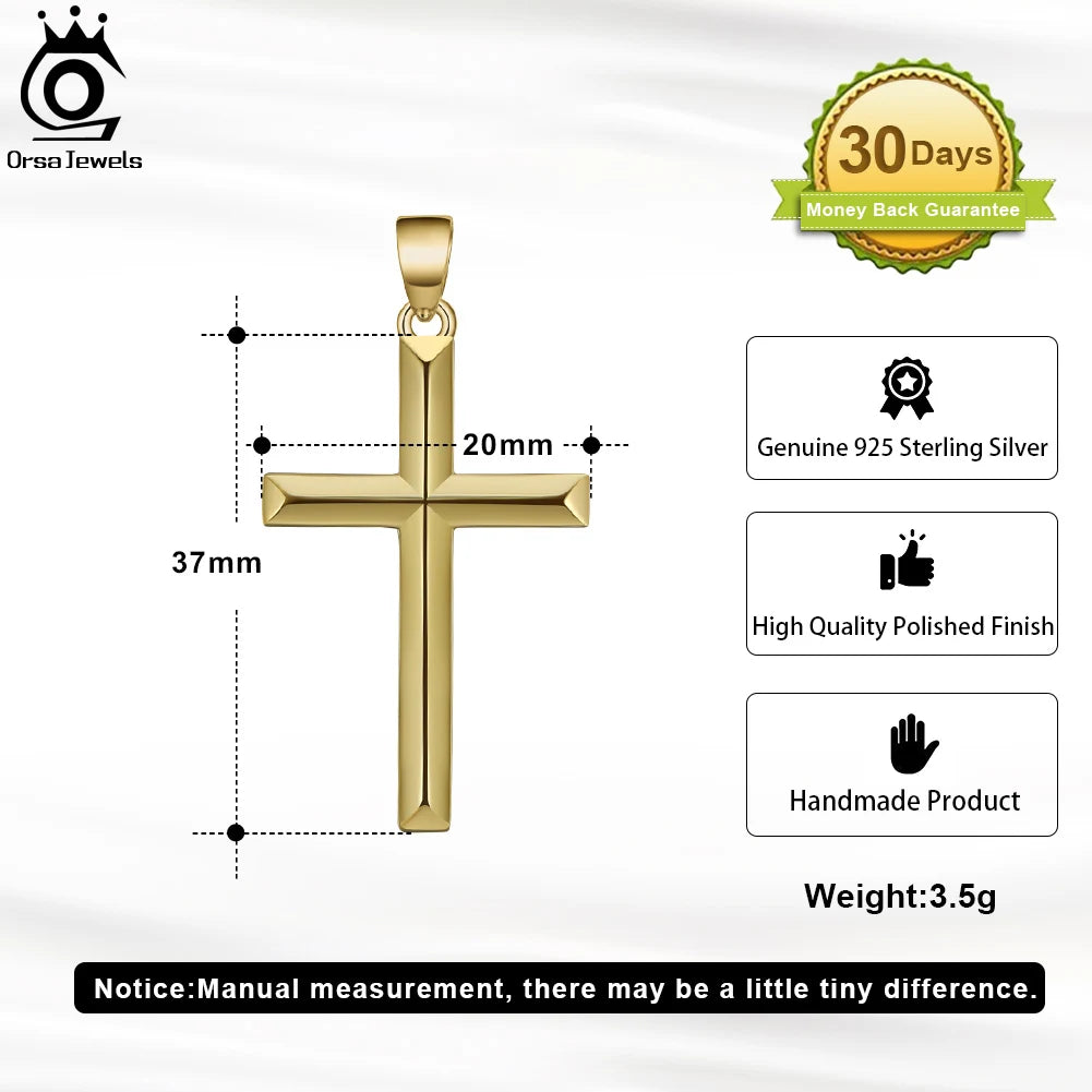 ORSA JEWELS 14K Gold Cross Pendant Necklace – Sterling Silver Christian Jewelry