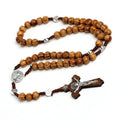 Catholic Wood Bead Rosary Necklace – INRI Crucifix Christian Prayer Chain