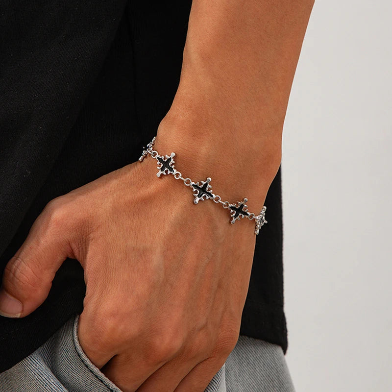 Vintage Jesus Cross Charm Bracelet – Hip Hop Silver Christian Jewelry