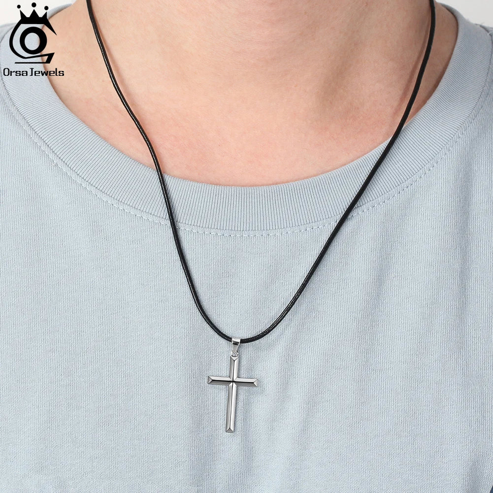 ORSA JEWELS 14K Gold Cross Pendant Necklace – Sterling Silver Christian Jewelry