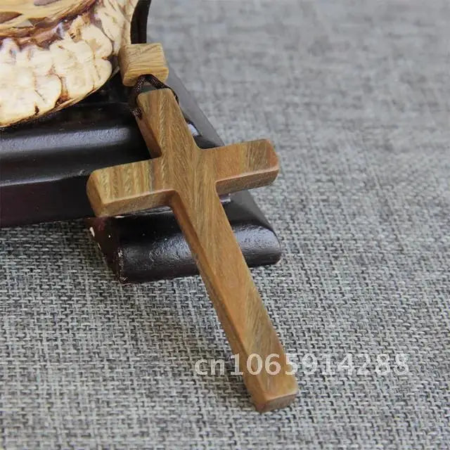 Sandalwood & Ebony Wood Cross Necklace – Catholic Christian Rosary