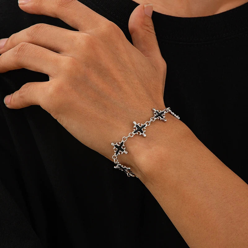 Vintage Jesus Cross Charm Bracelet – Hip Hop Silver Christian Jewelry