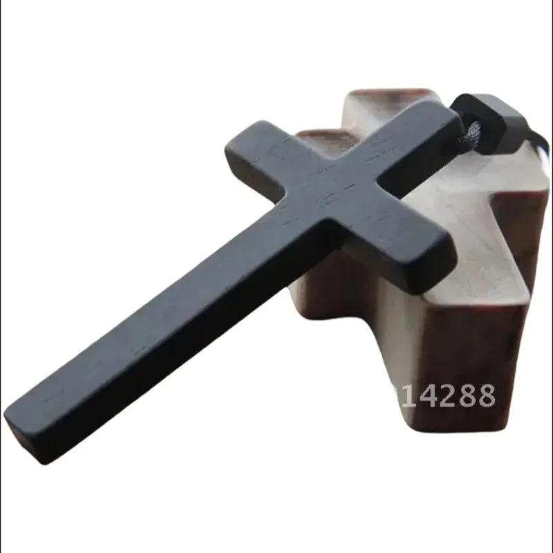 Sandalwood & Ebony Wood Cross Necklace – Catholic Christian Rosary