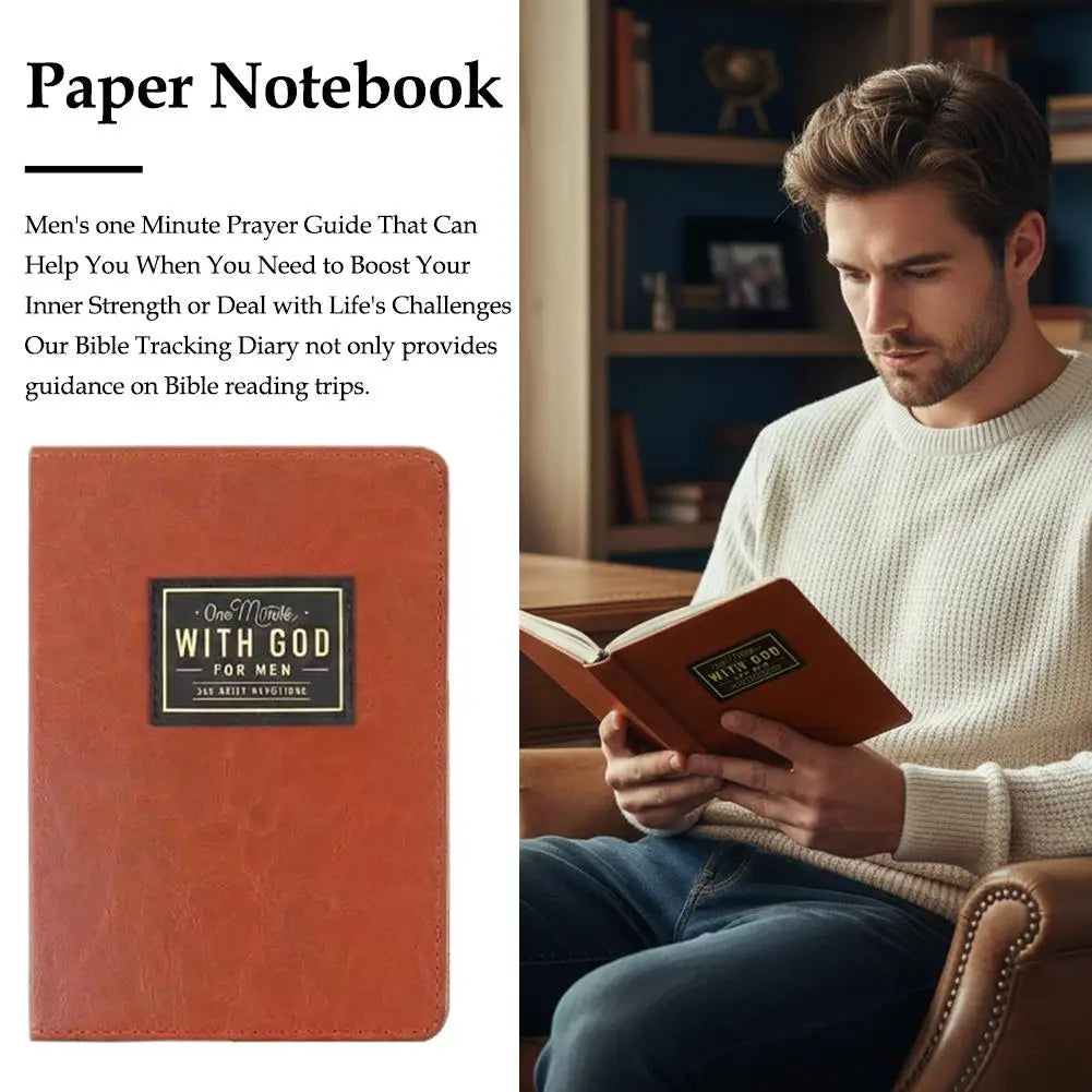 Brown Cover 365 Days Daily Reflection Journal Men Daily Record Notebook Portable Thought Tracking Hardcover Diary Book